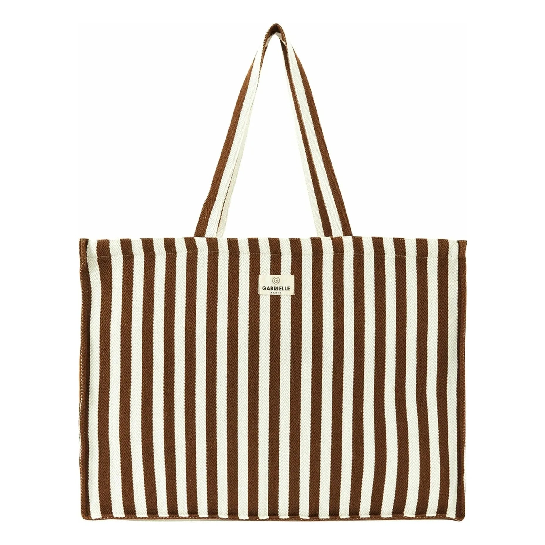 Gabrielle Paris - Bolsa de fin de semana de algodón a rayas | Mocha