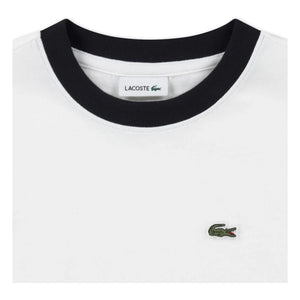 Lacoste - Camiseta de manga corta con logo y contraste de algodón orgánico | Blanco roto