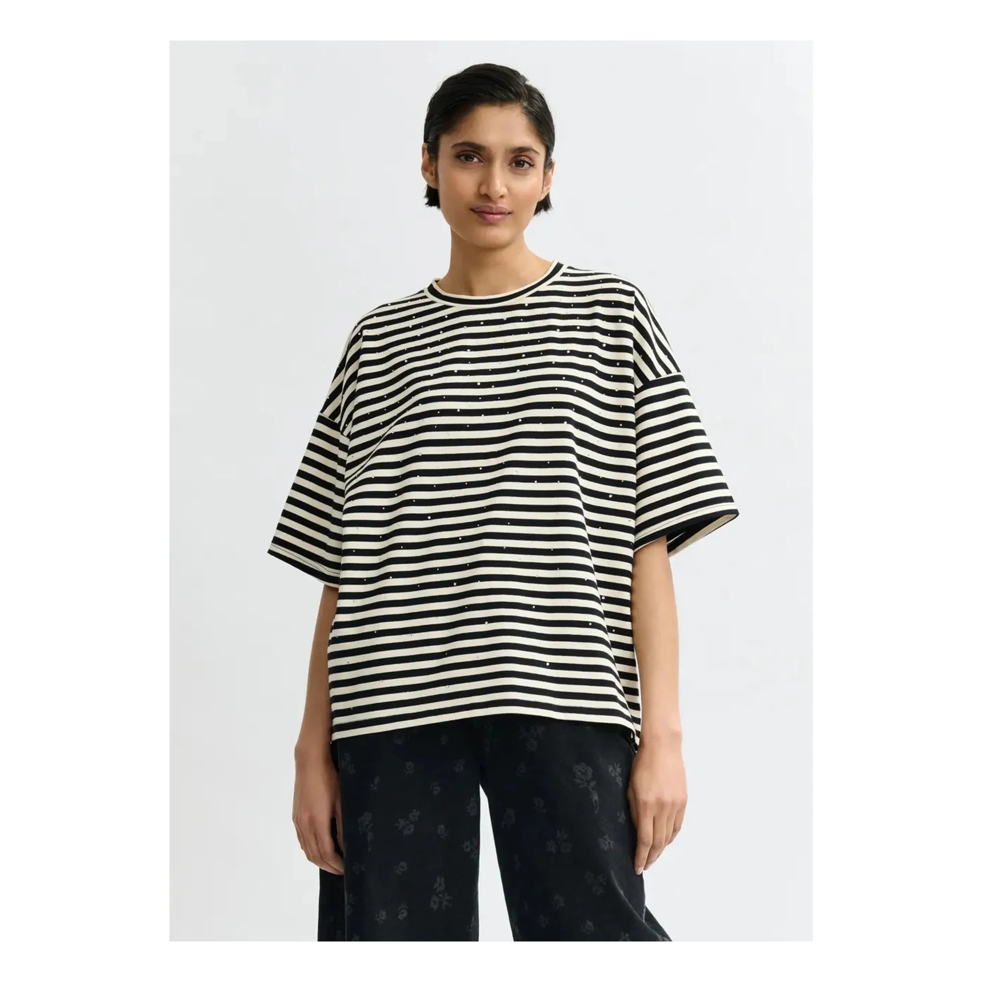 Essentiel Antwerp - Camiseta de rayas con cuentas Joste | Blanco