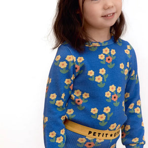 Petit Stella - Çiçek Desenli Pima Pamuk ve Modal Pijama | Mavi