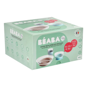 Béaba - Juego de Vajilla de Cristal de 3 Piezas | Azul