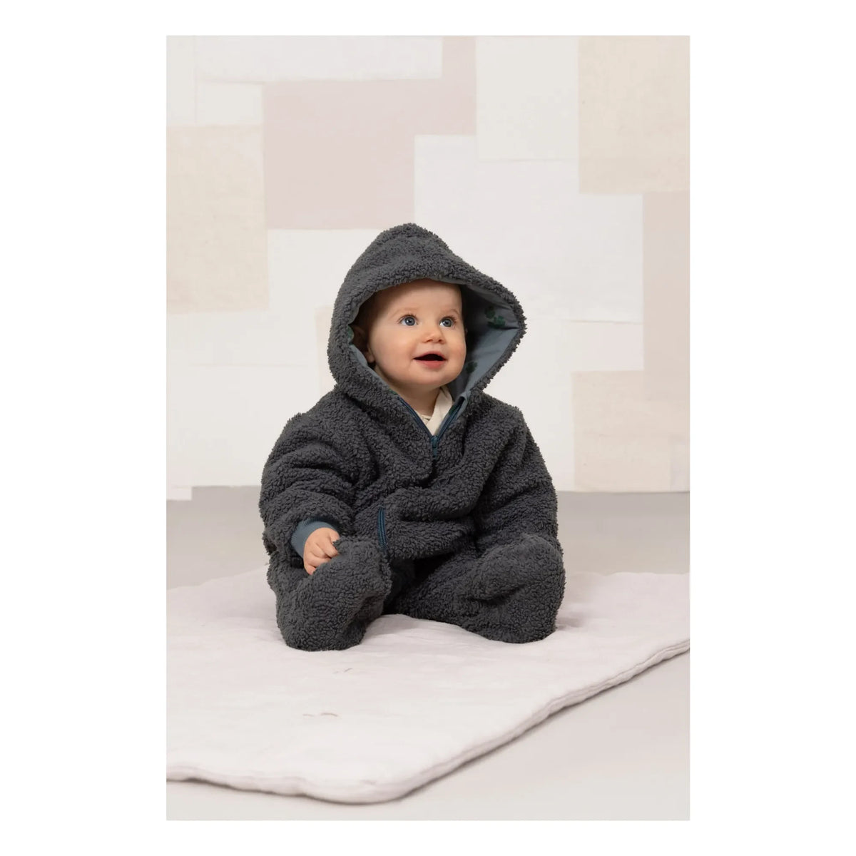 Studio Bohème - Piloto Sherpa Pacha Tréboles Algodón Orgánico | Gris azul