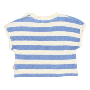 Búho - Camiseta de algodón orgánico a rayas | Azul claro