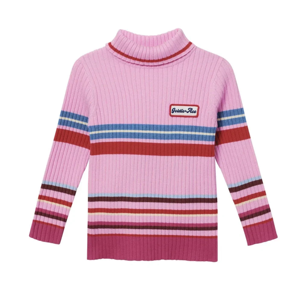 Goldie + Ace - Jersey de cuello alto a rayas | Rosa