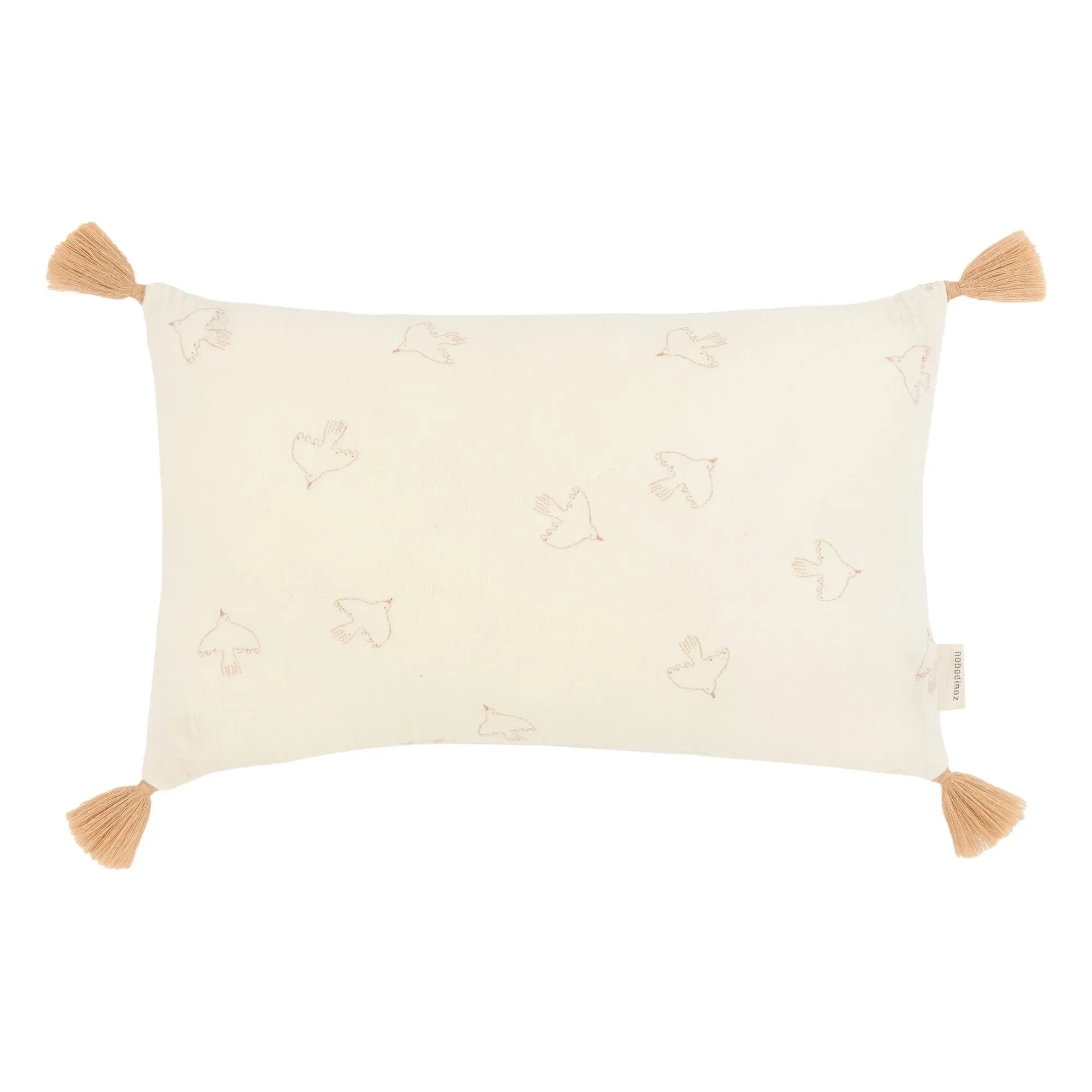 Nobodinoz - Cojín de borla Wabi Sabi Hoshi Birds | Crema