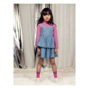 Mini Rodini - Vestido vaquero de lunares de algodón orgánico | Azul