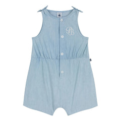 Petit Bateau - Peto de chambray azul con lazo