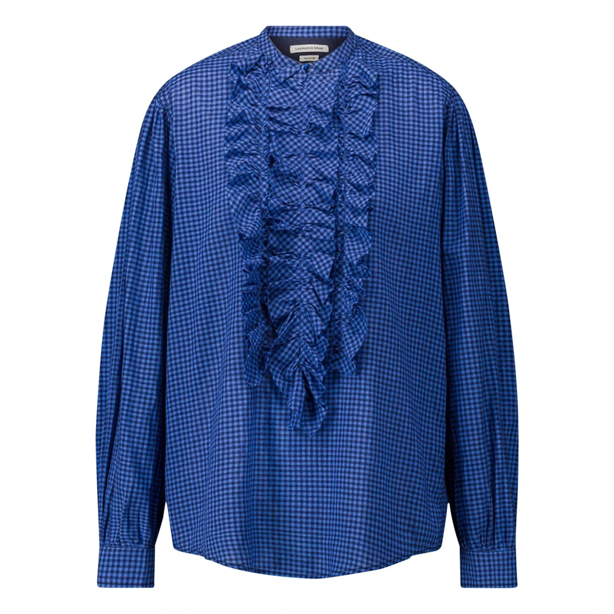 Laurence Bras - Blusa de Cuadros Gingham de Algodón Magrita | Azul