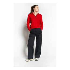 Indee - Suéter tipo polo con cuello de pico | Rojo