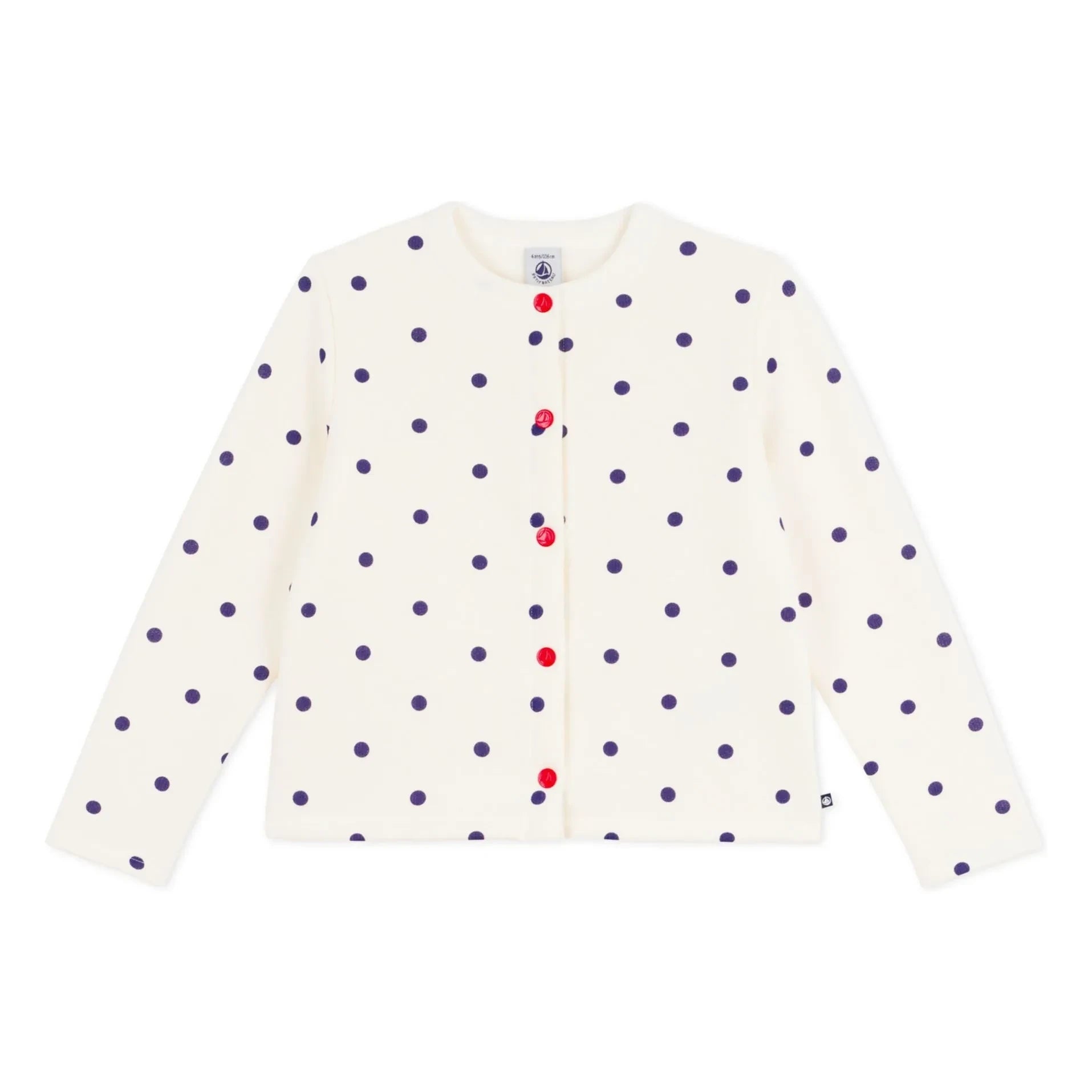 Petit Bateau - Cárdigan de lunares de felpa | Crudo