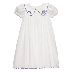 THE LiTTLE POETS - Vestido con cuello claudine bordado Sophia | Blanco