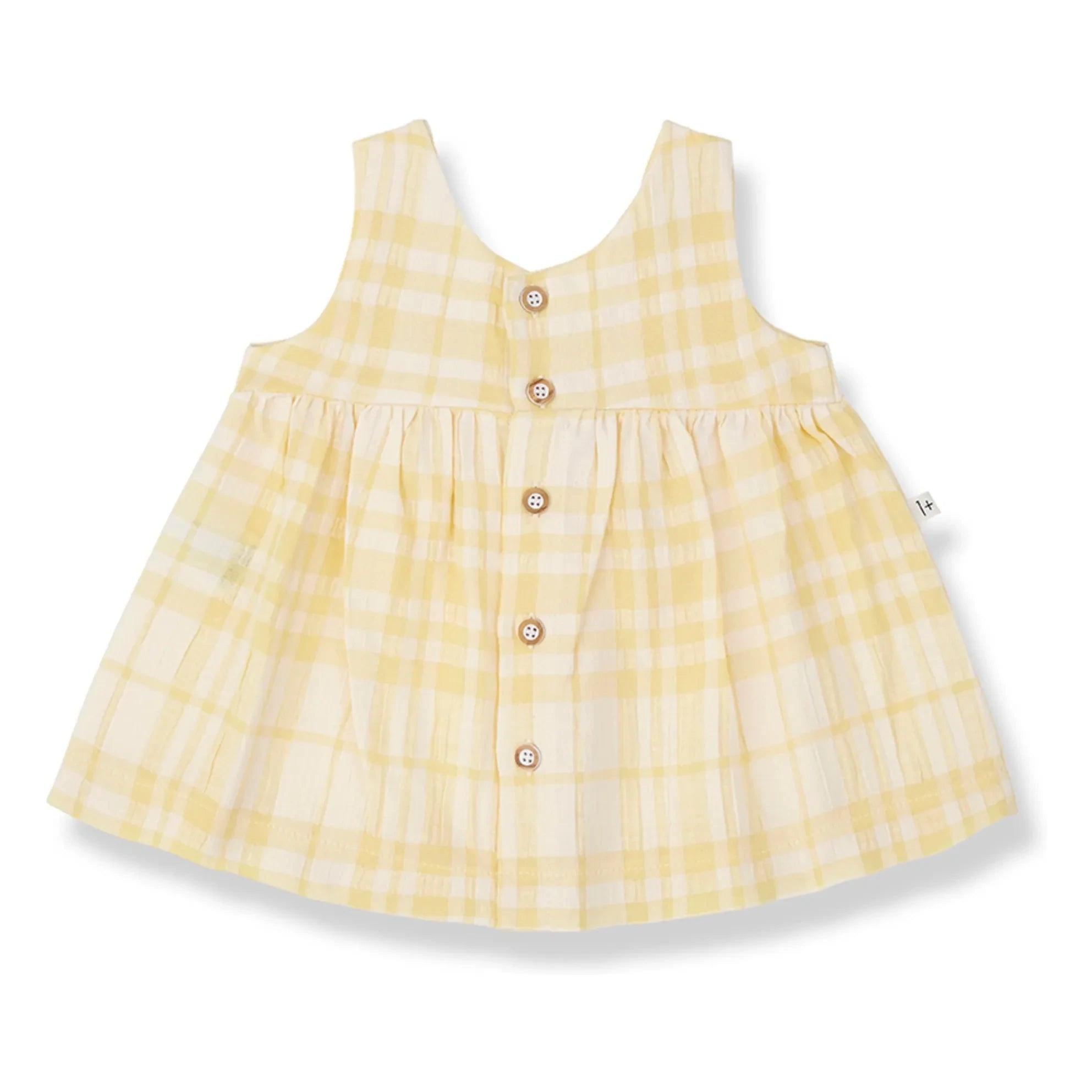 1+ en la familia - Vestido a cuadros de lino Aranella | Amarillo