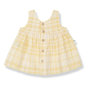 1+ en la familia - Vestido a cuadros de lino Aranella | Amarillo
