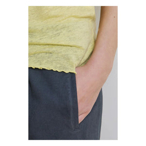 Hod - Camiseta sin mangas de lino azul marino | Amarillo limón