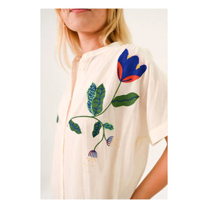 Sacrécoeur - Blusa bordada Maya Voile de algodón Corolle | Blanco
