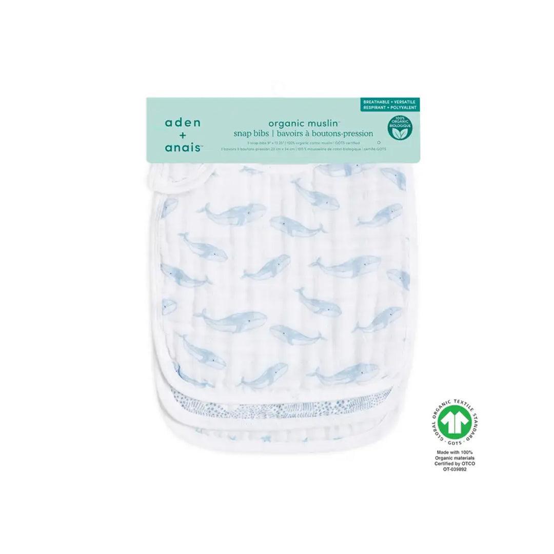 aden + anais Organic Cotton Muslin Snap Bibs 3pk - Oceanic-bibs-Oceanic-One Size | Natural Baby Shower