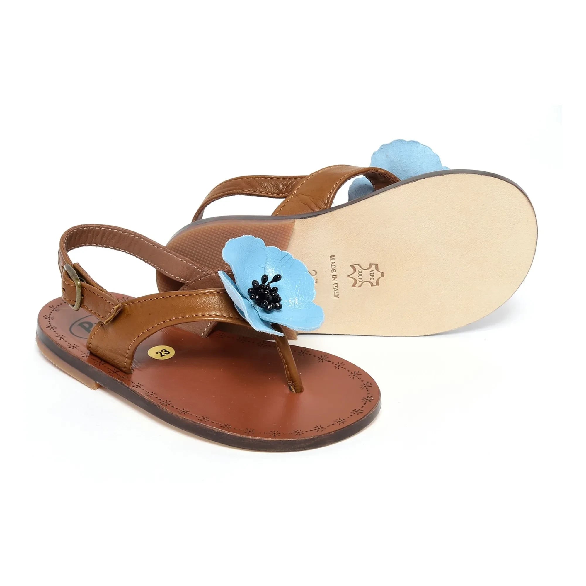 Pèpè - Sandalias con flores | Coñac