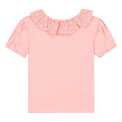 Bonton - Niris Camiseta de cuello bordado para bebé | Rosa empolvado