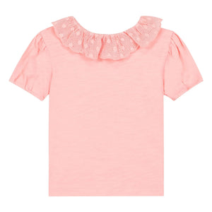 Bonton - Niris Camiseta de cuello bordado para bebé | Rosa empolvado