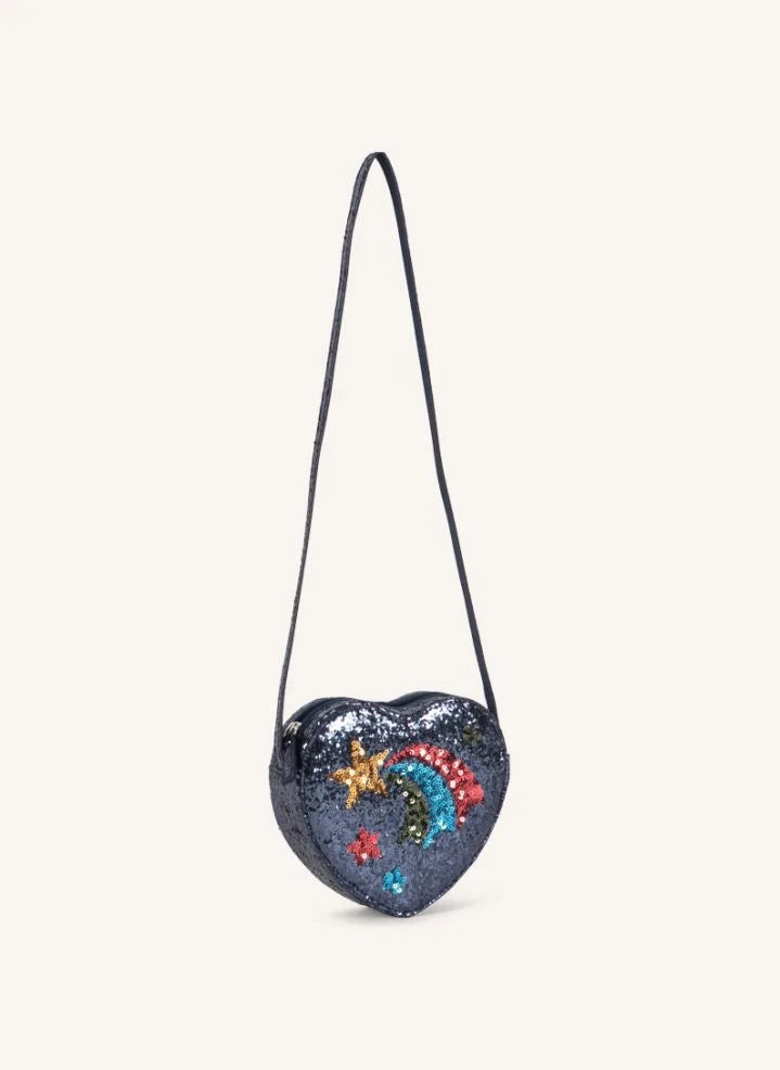 Konges Sløjd - Bolso con purpurina arcoíris | Azul marino