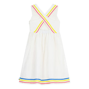 Petit Bateau - Vestido palabra de honor de popelín de algodón orgánico | Blanco