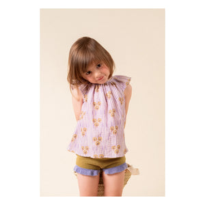 birinit - Short de malla con volantes amarillo verdoso