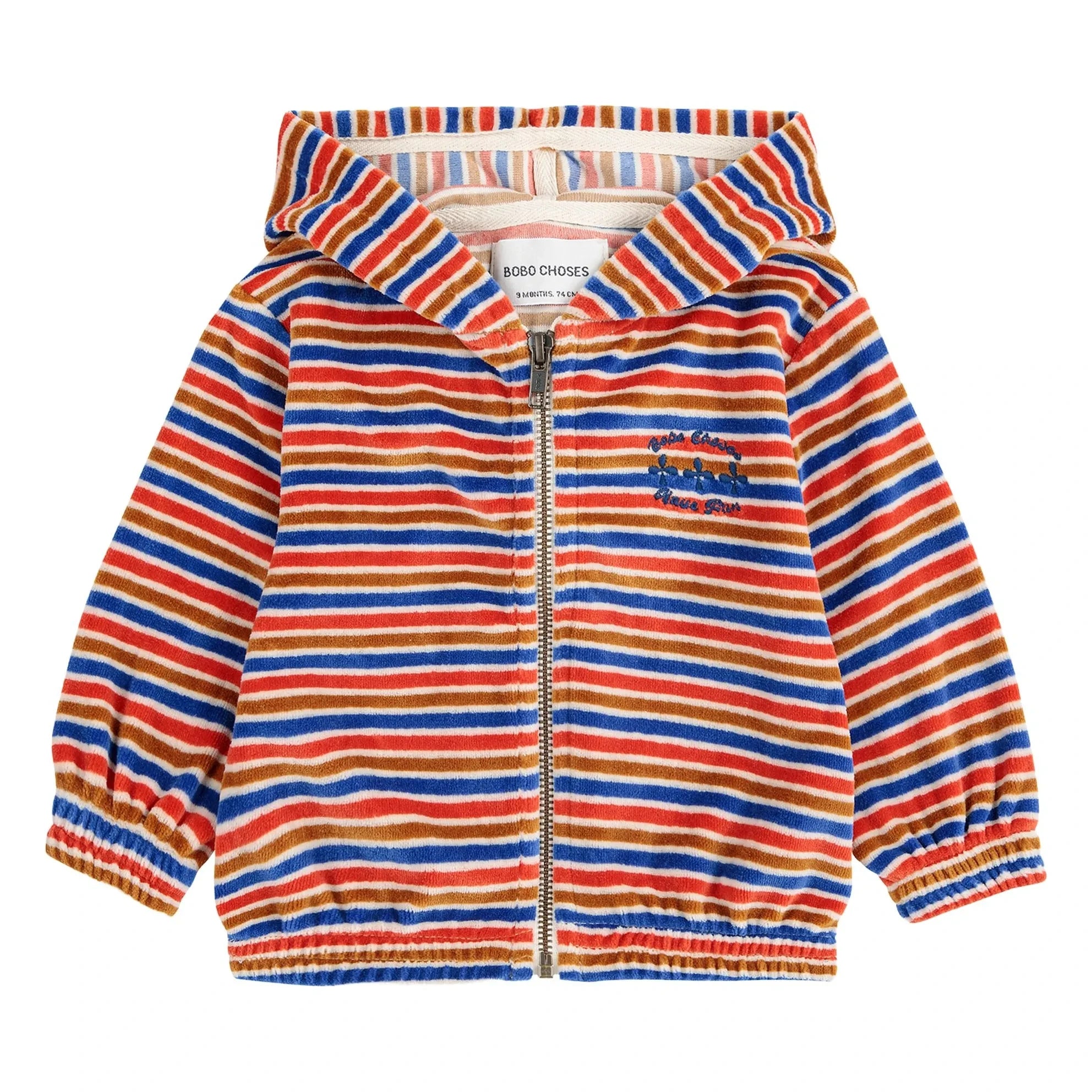 Bobo Choses - Sudadera con Capucha A Rayas de Terciopelo | Rojo
