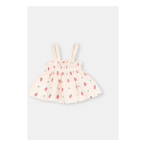 Búho - Camiseta De Algodón Orgánico Con Fresas | Rosa Pálido