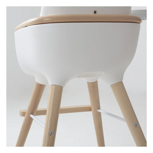 Micuna - Silla alta OVO LUXE ONE, cinturón de piel sintética beige | Blanco