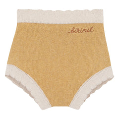 birinit - Pantalón corto de bebé con ondas finas de punto color arena