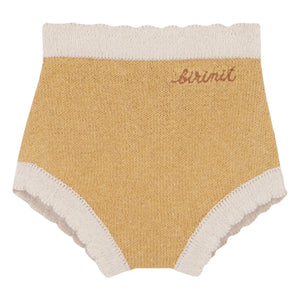 birinit - Pantalón corto de bebé con ondas finas de punto color arena
