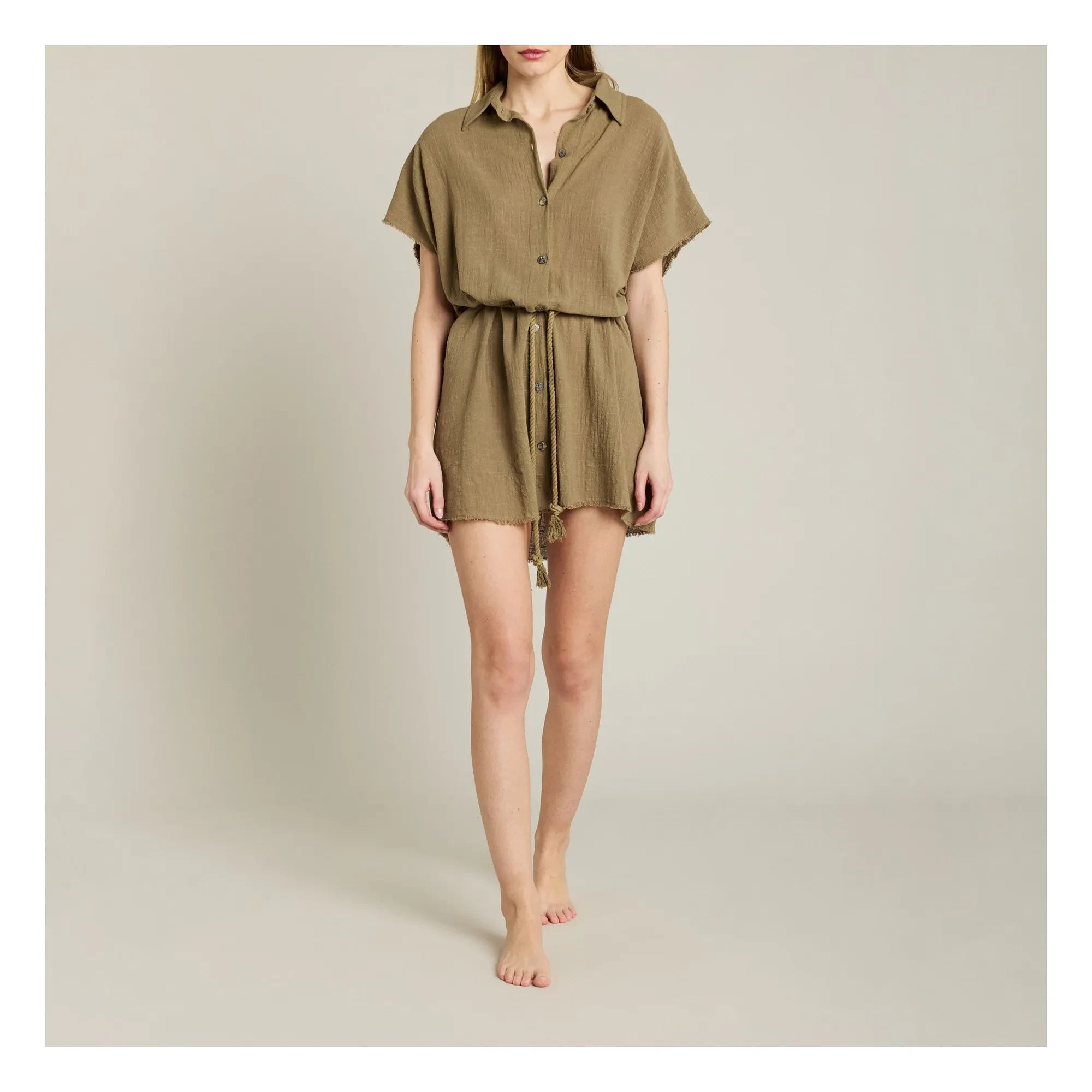 Maison Saint Julien - Vestido de muselina de algodón Paros | Caqui