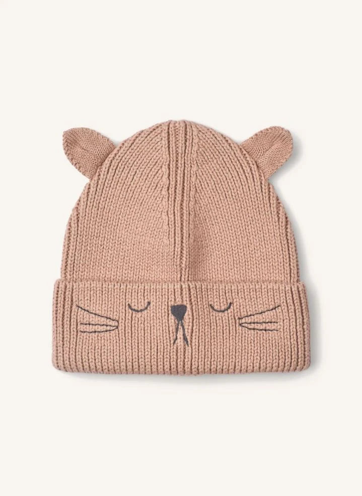 Liewood - Gina Cat gorro de algodón orgánico | Rosa Claro