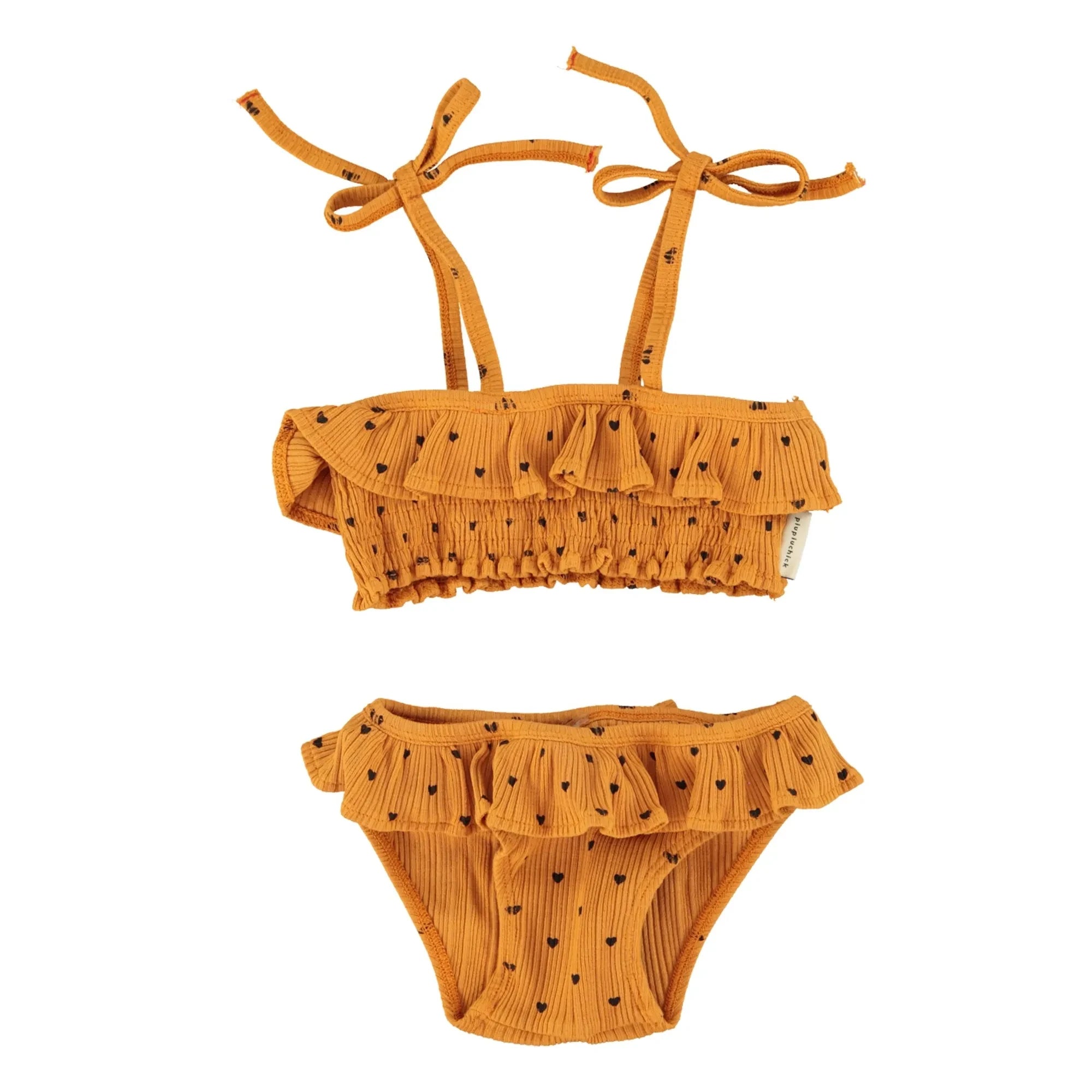 Piupiuchick - 2 piezas traje de baño de algodón orgánico con corazones | Camel