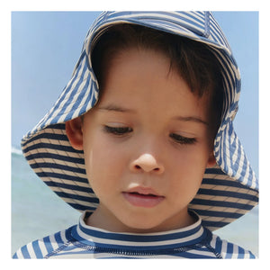 Wheat - Gorra con protección UV a rayas Bora de fibras recicladas | Azul oscuro
