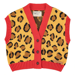 Piupiuchick - Chaleco sin mangas de algodón orgánico con estampado de leopardo | Mostaza