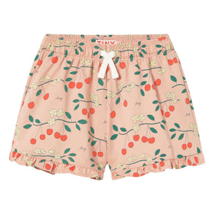 Tinycottons - Pantalones Cortos de Algodón Orgánico con Estampado de Cerezas | Rosa