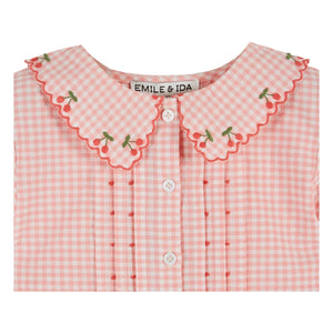 Emile et Ida - Blusa Bordada a Cuadros de Algodón Orgánico | Rosa