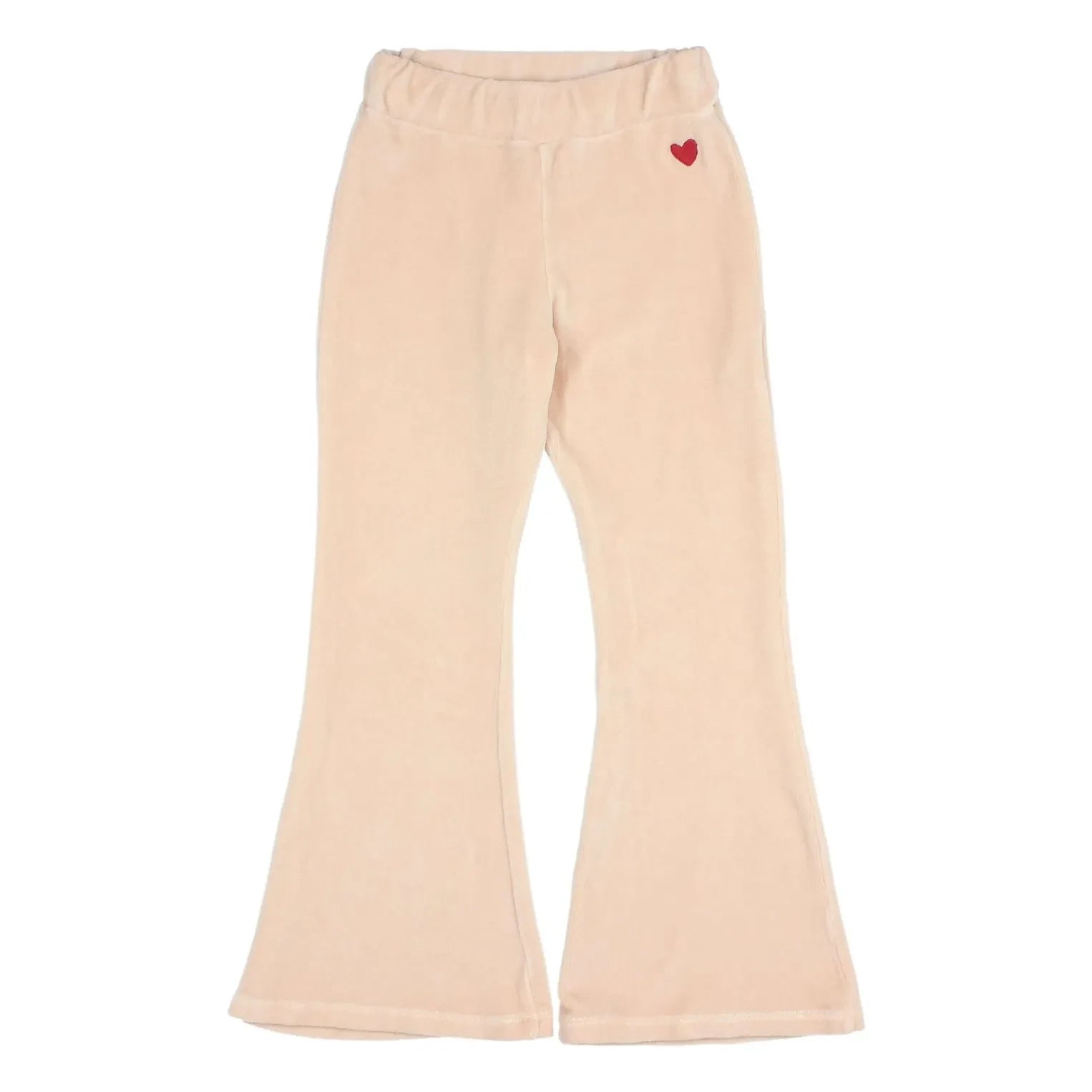 Búho - Leggings acampanados de algodón orgánico con detalle de corazón de terciopelo | Rosa claro