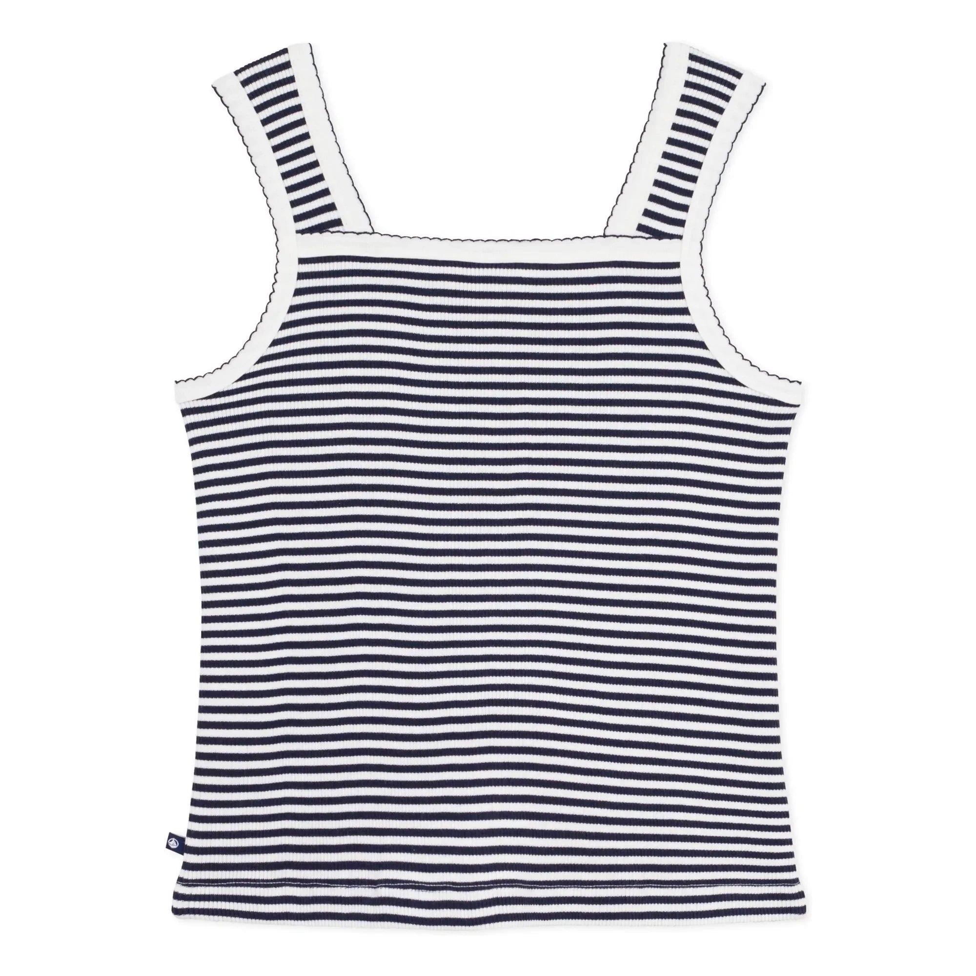 Petit Bateau - Camiseta de tirantes acanalada a rayas | Azul marino