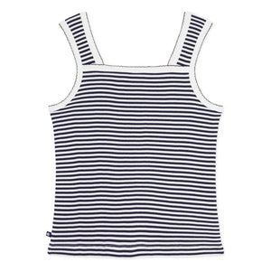 Petit Bateau - Camiseta de tirantes acanalada a rayas | Azul marino