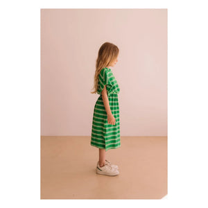 We Are Kids - Vestido de toalla de algodón orgánico a rayas verdes