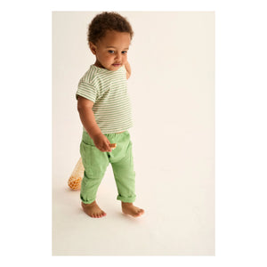 Cozmo - Camiseta Bebé Rayas | Verde Prado