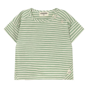 Cozmo - Camiseta Bebé Rayas | Verde Prado