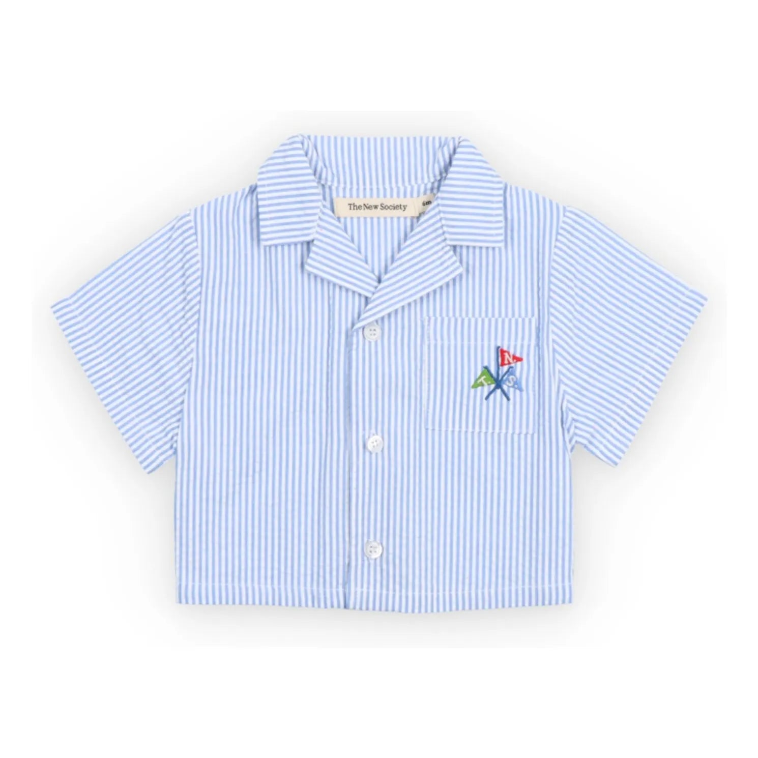 the new society - Camisa de bebé de seersucker a rayas Badem | Azul claro