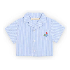 the new society - Camisa de bebé de seersucker a rayas Badem | Azul claro