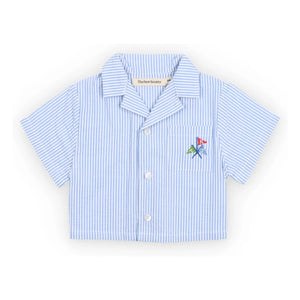the new society - Camisa de bebé de seersucker a rayas Badem | Azul claro