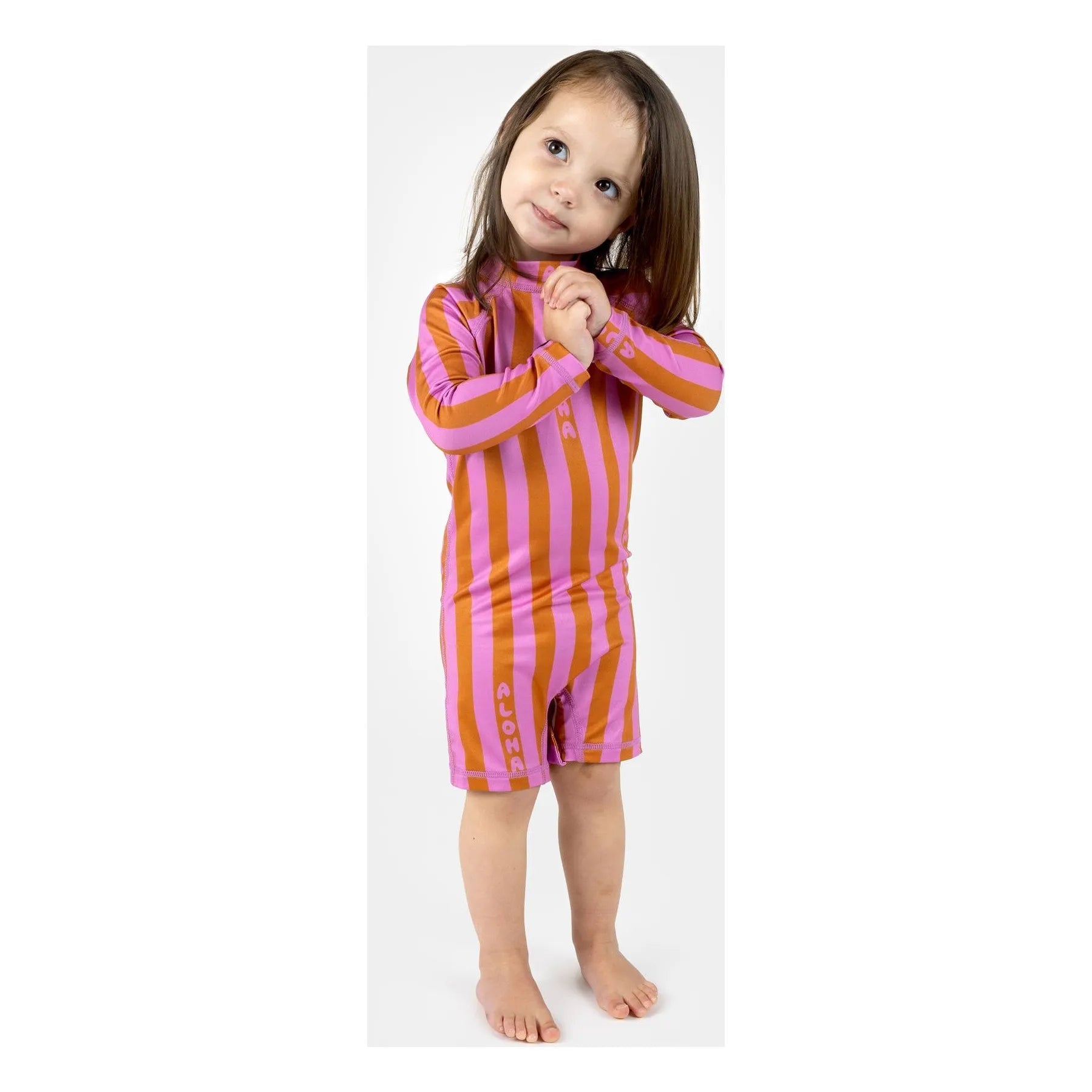Beach & Bandits - Aloha Rayas Fibras Recicladas Traje de Baño con Protección UV | Rosa