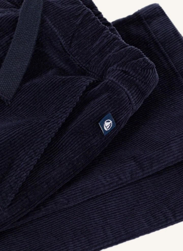 Petit Bateau - Pantalón de pana de algodón orgánico de pernera recta | Azul marino