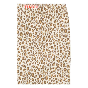 Tinycottons - Pantalón Acampanado de Canalé de Leopardo de Algodón Orgánico | Beige